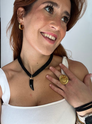 Pack Horn Ring, Pendant and Earrings