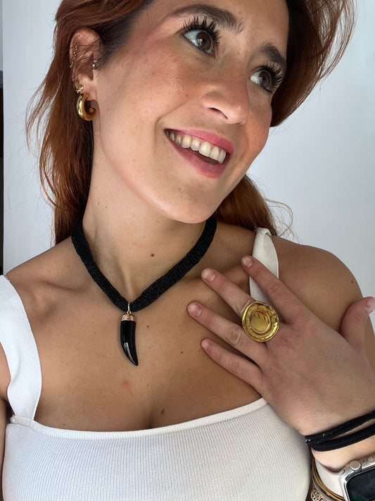 Pack Horn Ring, Pendant and Earrings