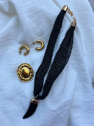 Pack Horn Ring, Pendant and Earrings