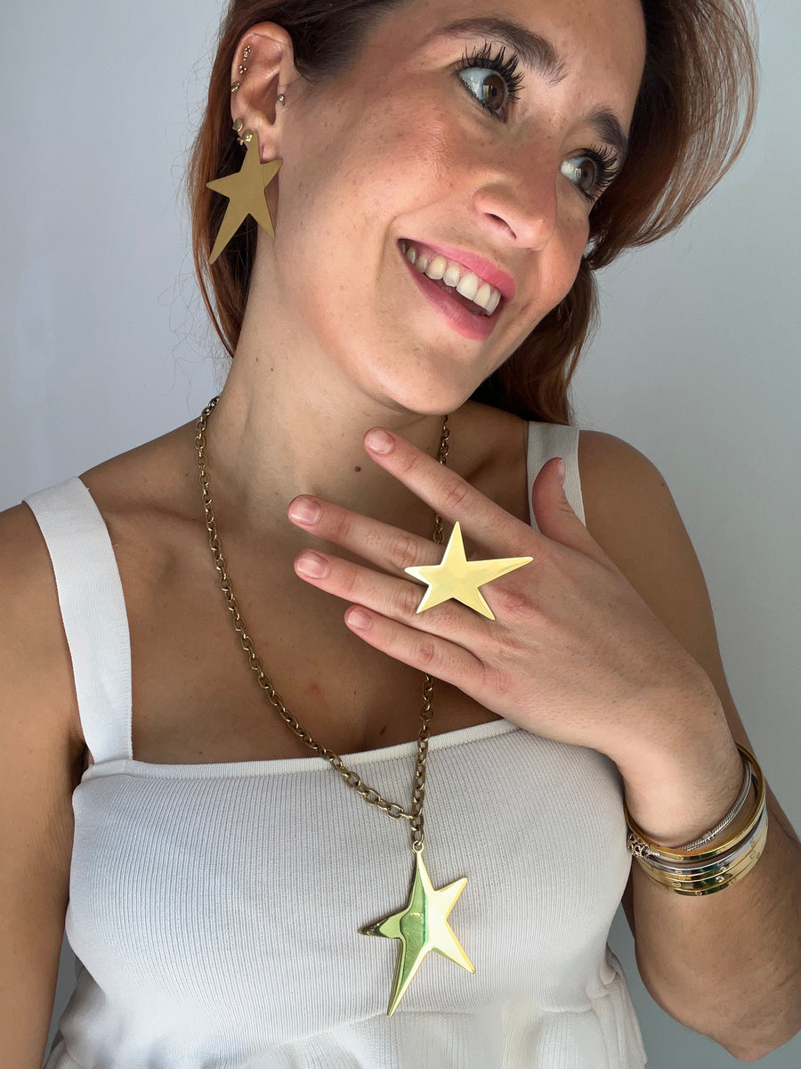 Pack Estrella Colgante, Pendientes y Anillo